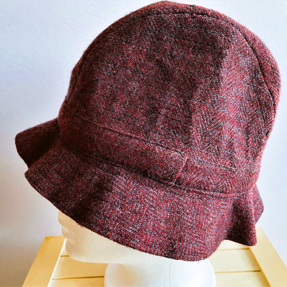 Mary Flaherty Irish Herringbone Tweed Vintage Hat Made in the West of Ireland
